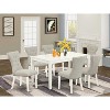 HomeStock 7-Piece Rectangle Linen White Finish Solid Wood Top Dining Table with 6-Parson Chairs - 2 of 4