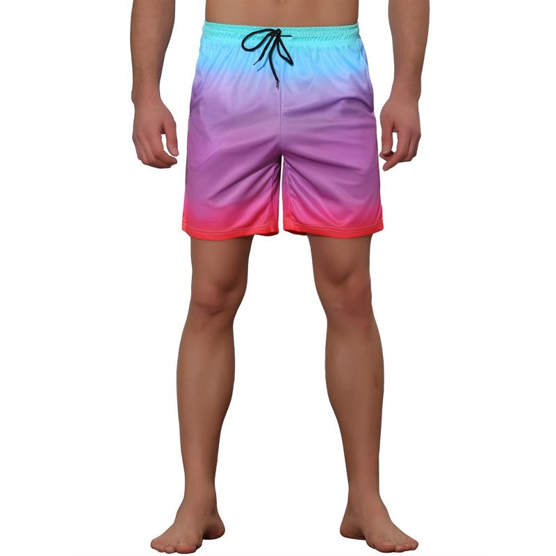 Lars Amadeus Men's Contrasting Colors Patterned Beach Swimming Board Shorts, 5 of 6