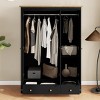 Modern Wardrobe Closet Cabinet with Hanging Rods and Drawers for Bedroom Storage,Freestanding 3 Door Armoire Organizer-LAOTIES - 2 of 4