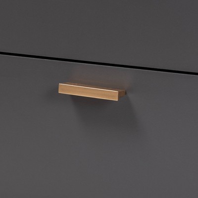Contemporary Dark Grey Wood Sideboard with Gold Accents