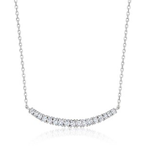 Ross-Simons Italian .60 ct. t.w. CZ Curved Bar Necklace in Sterling Silver Size 18 - 1 of 3