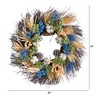 Nearly Natural 22-in Autumn Cotton, Eucalyptus, Berries and Pinecones Artificial Fall Wreath - 2 of 4