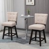 HOMCOM Swivel Bar Stools Set of 2, Fabric Tufted Counter Height Bar Stools with Rubber Wood Legs and Footrest for Dining Room, Kitchen, Pub - image 2 of 4