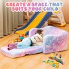 Hooseng Toddler Couch, 2-in-1 Glow-in-The-Dark Plush Kids Fold-Out Sofa, Convertible Kids Sofa to Lounger with Curved Armrests for Boys & Girls - 3 of 4