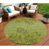 Olive Green And Fern Green Floral Washable Indoor Outdoor Area Rug - 2 of 4