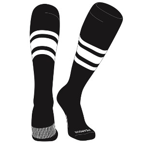 PEAR SOX Striped OTC Baseball, Softball, Football Socks (B) Black, White - 1 of 3