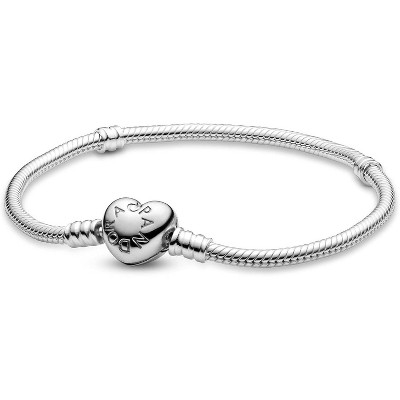 Charm Compatible Bracelet with Heart Clasp, Adjustable Sterling Silver Chain Jewelry for Women