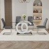 NicBex 63" Dining Table Set for 4 Rectangular Transprant Tempered Glass Dining Table with White MDF OC Bracket with 4 Chairs - 3 of 4