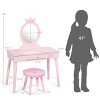 Infans Kids Vanity Makeup Table & Chair Set Make Up Stool Play Set for Children Pink - 2 of 4