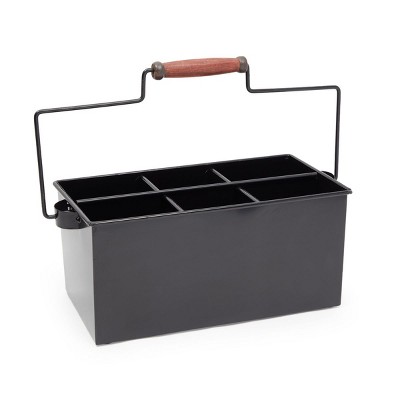 Farmlyn Creek Metal Utensil Caddy, Farmhouse Décor (Black, 13.7 x 7.5 x 5.5 In)