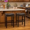 30" Backless Faux Leather Counter Stools Set of 2 with Saddle Seat, Cushioned Hardwood Frame and Chrome Nailhead Trim for Kitchen - 3 of 4