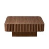 35" Modern Wooden Coffee Table,Side Table With Wood Veneer And MDF Pedestal,Square Coffee Table For Living Room,Bedroom-Coolbibila - 2 of 4
