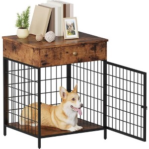 Dog Crate Furniture, Decorative Dog Kennel with Drawer, Indoor Pet Crate End Table for Small Dog, Steel-Tube Dog Cage, Chew-Proof - 1 of 4