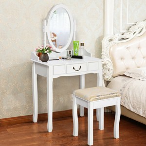 Costway Vanity Table Jewelry Makeup Desk Bench Dresser Stool - 1 of 4