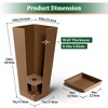 TUYOHW Set of 2 Tall Planters for Plants, 24" Tapered Tall Planters with Tray for Porch, Patio, Backyard, Large Planters for Outdoor Indoor Plants - 2 of 4