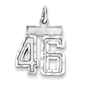 Black Bow Jewelry Sterling Silver, Varsity Collection, Small D/C Pendant, Number 46 - 1 of 4