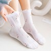 Anna-Kaci Women's 5-Pair Set Ruffle Ankle Socks with Floral Embroidery and Breathable Knit Design for Flats or Mary Janes - 3 of 4