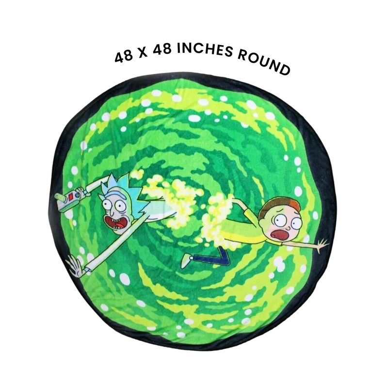 Just Funky Rick and Morty Round Portal 48 Inch Fleece Throw Blanket, 3 of 4