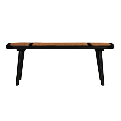 Emilia Acacia and Cane Multi-Color Tapered Leg Bench