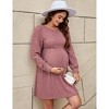 Maternity Dress Lantern Sleeve Crew Neck Tunic A-Line Swing Knit Dress Casual Loose Winter Pullover Sweater Midi Dresses - 2 of 4