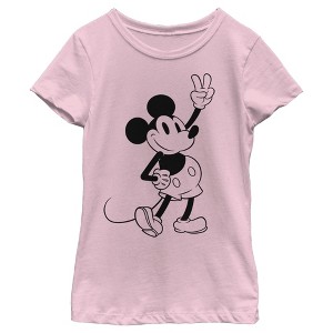 Girl's Disney Mickey Mouse Peace Sign T-Shirt - 1 of 4