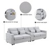 VYNXARIA 114.2in Upholstered Sofa with Console, 2 Cupholders and 2 USB Ports Wired or Wirelessly Charged, Modern Linen Fabric Couches with 4 Pillows - 3 of 4