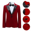 Cloudstyle Boys Velvet Suit Formal Peak Lapel 2 Pieces Suit Set Blazer Pants - 4 of 4