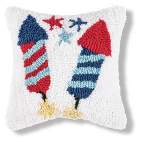 C&F Home 8" x 8" Fireworks Red White and Blue Hooked Americana July 4th Throw Pillow