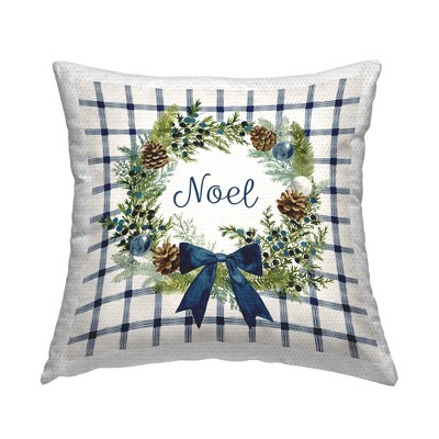 Stupell Industries Winter Noel Holiday Plaid Botanical Pinecone Wreath