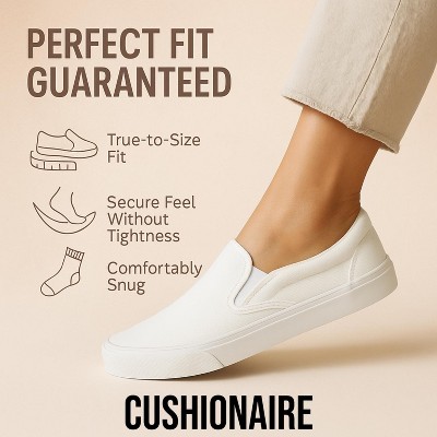 Женские кроссовки CUSHIONAIRE Ferris Fashion Slip On Sneakers for Women – Laceless Everyday Casual Womens Shoes with Cushioned Insole and Flexible Sole White 8 — фото 3