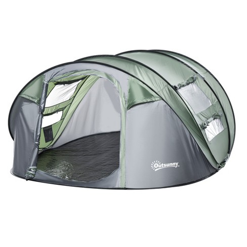 Outsunny 5 Person Automatic Instant Camping Tent With A Water-fighting Polyester Rain Cover, Easy Pop-up Design, & Mesh Windows With Covers : Target