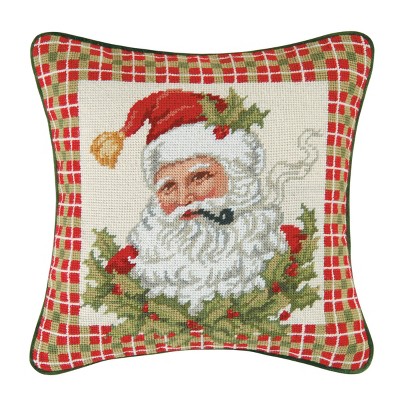 C&F Home Santa In Holly Needlepoint Pillow