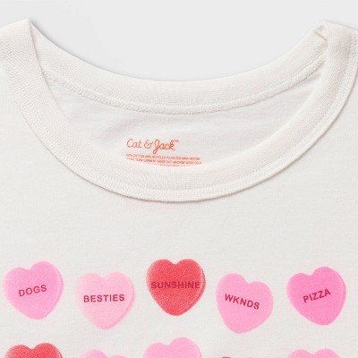 Cat & Jack Kids' 2pk Adaptive Short Sleeve Candy Heart/Love Graphic T-Shirt - Cat & Jack™ Charcoal Gray/White XL — фото 3