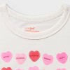 Kids' 2pk Adaptive Short Sleeve Candy Heart/Love Graphic T-Shirt - Cat & Jack™ Charcoal Gray/White - 3 of 3