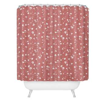 Libby Floral Rosewater Shower Curtain - Deny Designs, 100% Woven Polyester, Machine Washable, Artistic Bathroom Decor