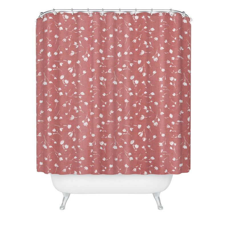 Libby Floral Rosewater Shower Curtain - Deny Designs, 100% Woven Polyester, Machine Washable, Artistic Bathroom Decor, 1 of 5