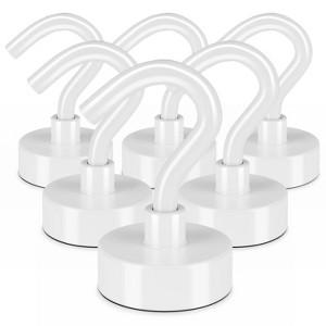 LunaLulinlk Magnetic Hooks, Heay Duty Magnets with Hook for Refrigerator, Magnetic Hook for Cruise Cabins, Classroom, White, Pack of 6 - 1 of 4