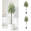 6FT Artificial Olive Tree Potted - Lifelike Fruits & Adjustable Stems, Zero Care Fade-Resistant Indoor Decor for Home/Office - 4 of 4