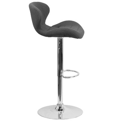 Contemporary Charcoal Swivel Barstool with Adjustable Wood & Metal Base