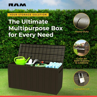 Brown Lockable Plastic Outdoor Storage Deck Box