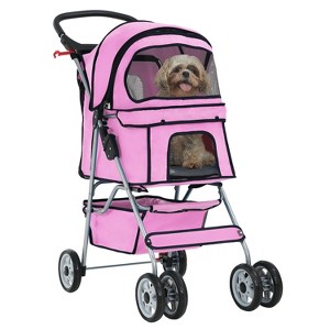 BestMassage Pet Stroller 3/4 Wheels Dog Cat Stroller Jogger Stroller with Removable Liner and Cup Holder Travel Folding Carrier - 1 of 4