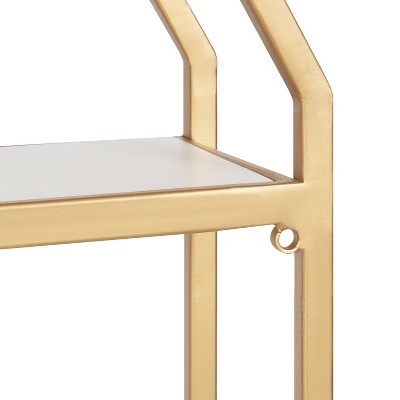 Adela White and Gold Geometric Wall Shelf