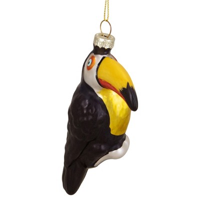 4.75" Black and Gold Glass Toucan Bird Ornament