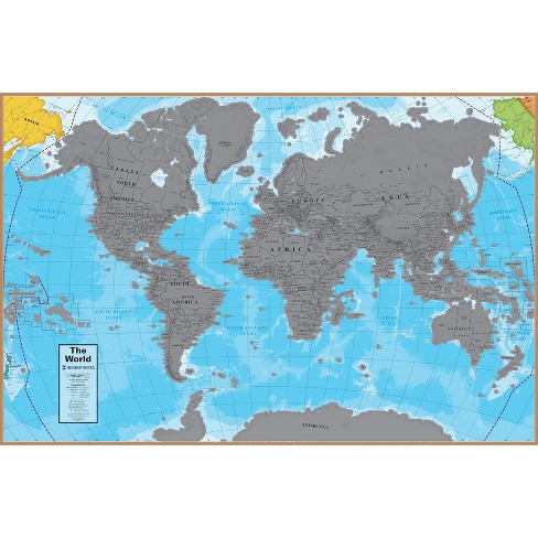 Hemispheres Scratch Off World 24 x 36 Laminated Wall Map