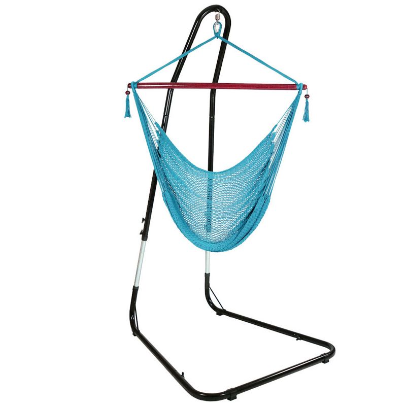 Sunnydaze Caribbean Style Extra Large Hanging Rope Hammock Chair Swing with Stand - 300 lb Weight Capacity, 1 of 14