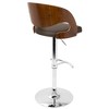 Faux Leather Mid-Century Modern Adjustable Swivel Barstool with Bent Wood Back, Cushioned Seat, and Footrest for Kitchen - 4 of 4