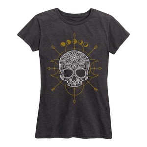 Women's - Instant Message - Decorative Skull Short Sleeve Graphic T-Shirt - 1 of 4