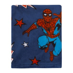 NoJo Marvel Spiderman Blue, Red and White Super Soft Plush Baby Blanket - 1 of 4