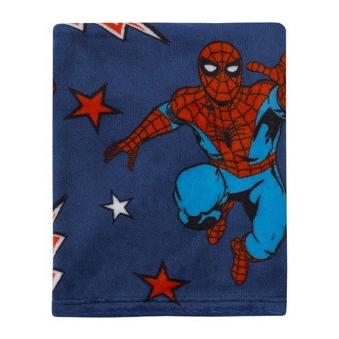 Nojo Marvel Spiderman Blue Red And White Super Soft Plush Baby Blanket Target