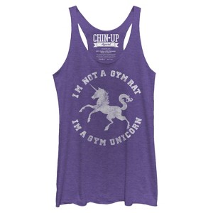 Women's CHIN UP Gym Unicorn Racerback Tank Top - 1 of 3